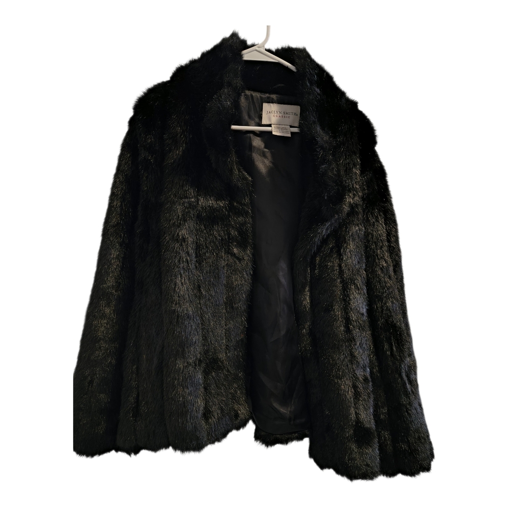 Luxurious Black Faux Fur Coat